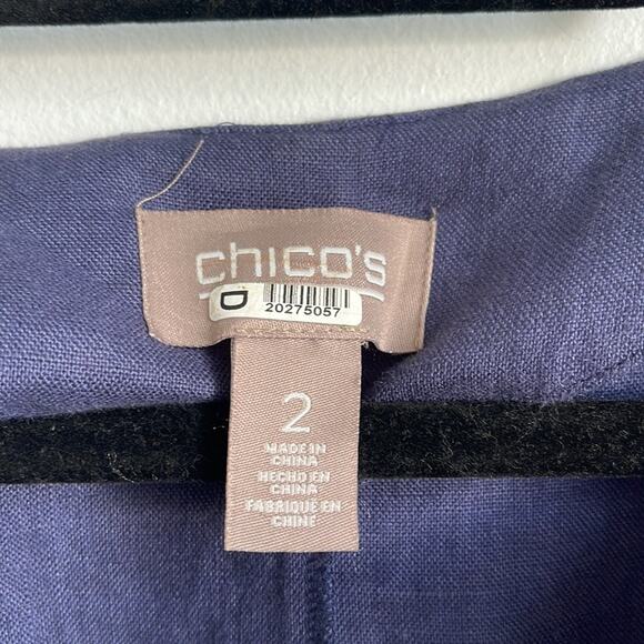 Chico’s 100% linen open front 3/4 sleeve open front lagenlook blazer sz 2 - Picture 4 of 7